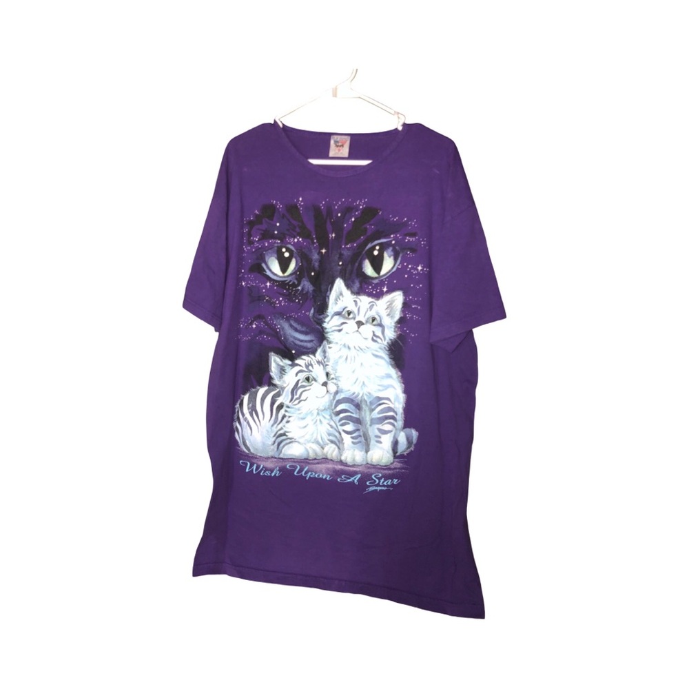 Purple Cat Graphic T-Shirt vintage polar graphics osfa wish upon a star